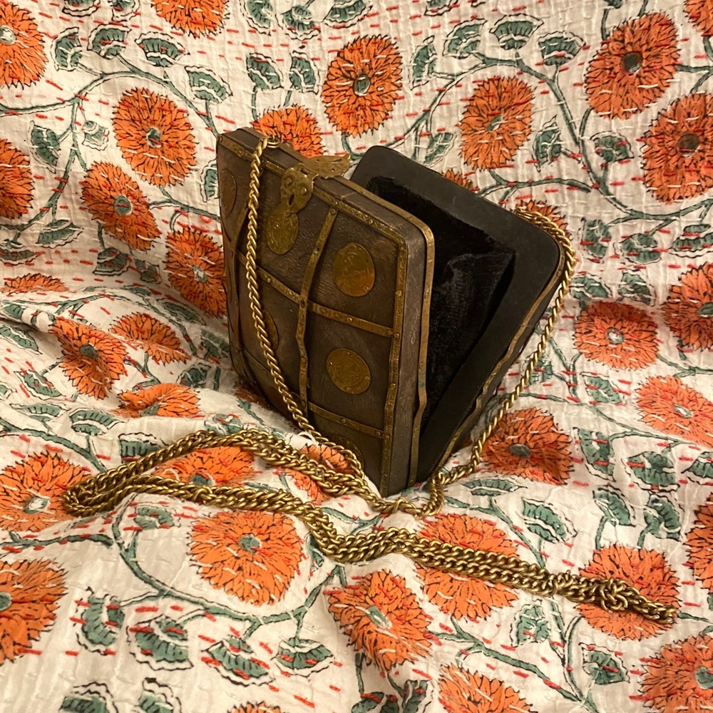 Wood and medallion purse